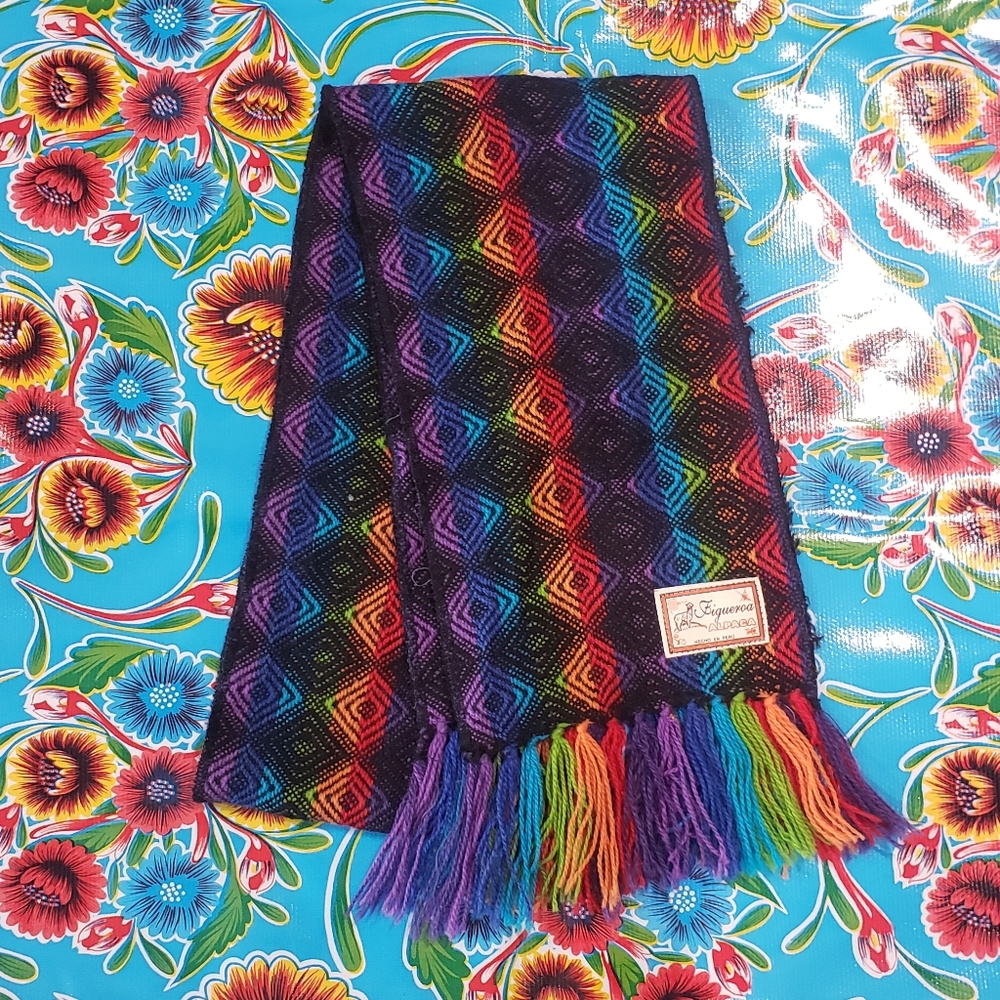 Alpaca Wool Rainbow Scarf Made in Peru